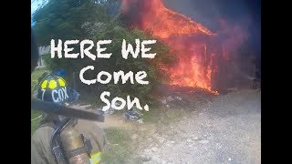 FULLY INVOLVED House with 2 Fire Cams