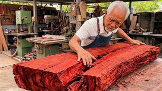 This Severely Cracked Redwood Was Trash… Until a 70-Year-Old Built a $5,000 Masterpiece!