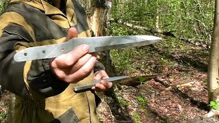 Метаю нож Акула М в лесопарке