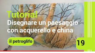 Esperimento Come Disegnare Un Paesaggio Di Campagna Con China E Acquerello Youtube