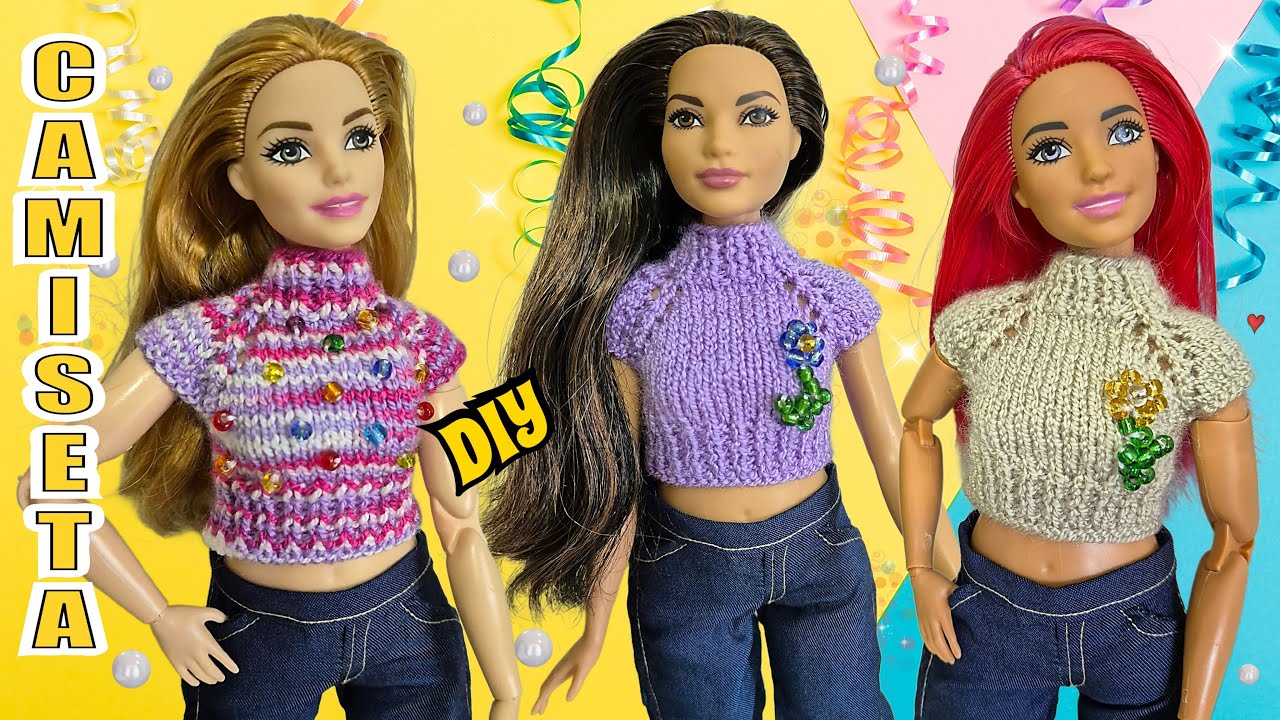 Como hacer Camiseta para Muñecas 👕 Barbie Curvy 🧶✨