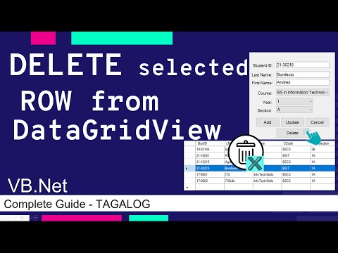 DELETE SELECTED ROW OR DATA IN DATAGRIDVIEW USING VB .NET | VISUAL BASIC TUTORIAL