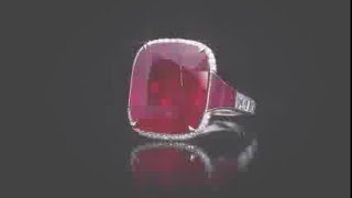 Vivid Red Cushion Cut Ruby Ring by Martin Katz