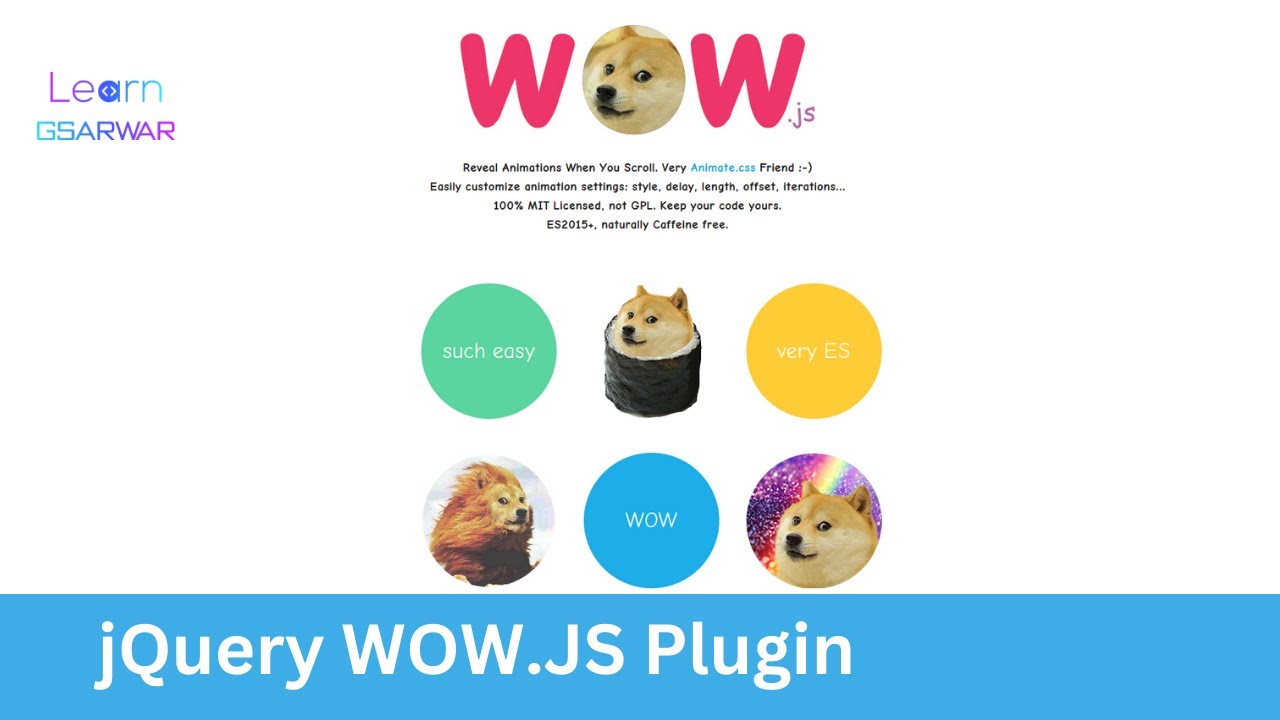 02. jQuery Plugin Tutorial | WOW.js | Learn with Gsarwar - YouTube