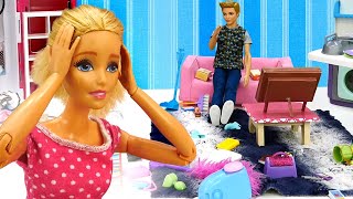 Barbie videos for kids - Ken cleans up Barbie's dreamhouse. by Funny Clown Videos 4,930 views 3 years ago 6 minutes, 36 seconds