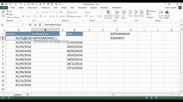 Calculate the Number of Working Days in Each Month Using Excel