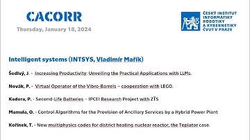 8) CACORR 2024 - Intelligent systems (INTSYS, Vladimír Mařík)