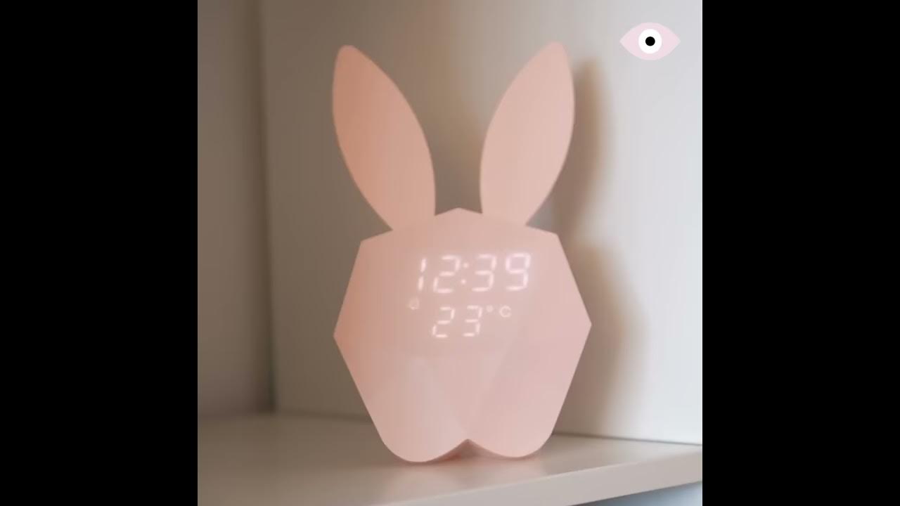Réveil Connecté Intelligent Cutty Clock MOB, Design Lapin - Bleu - Français