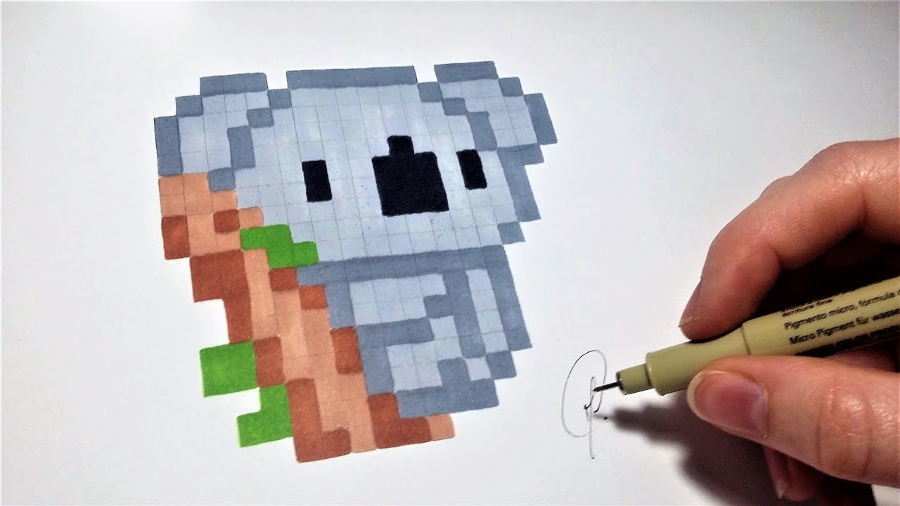 Dessin Koala - Pixel Art (Facile) - YouTube