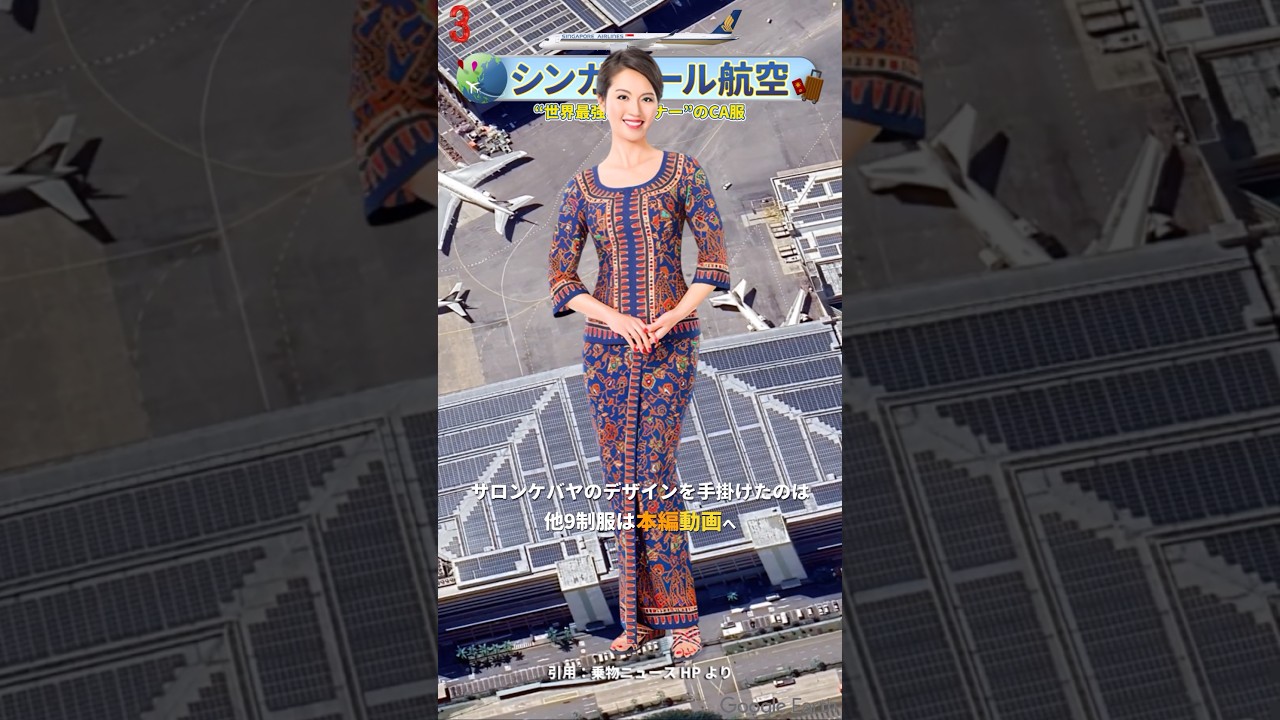 世界中で絶賛！CAの制服10選】3.シンガポール航空 #制服 #客室乗務員
