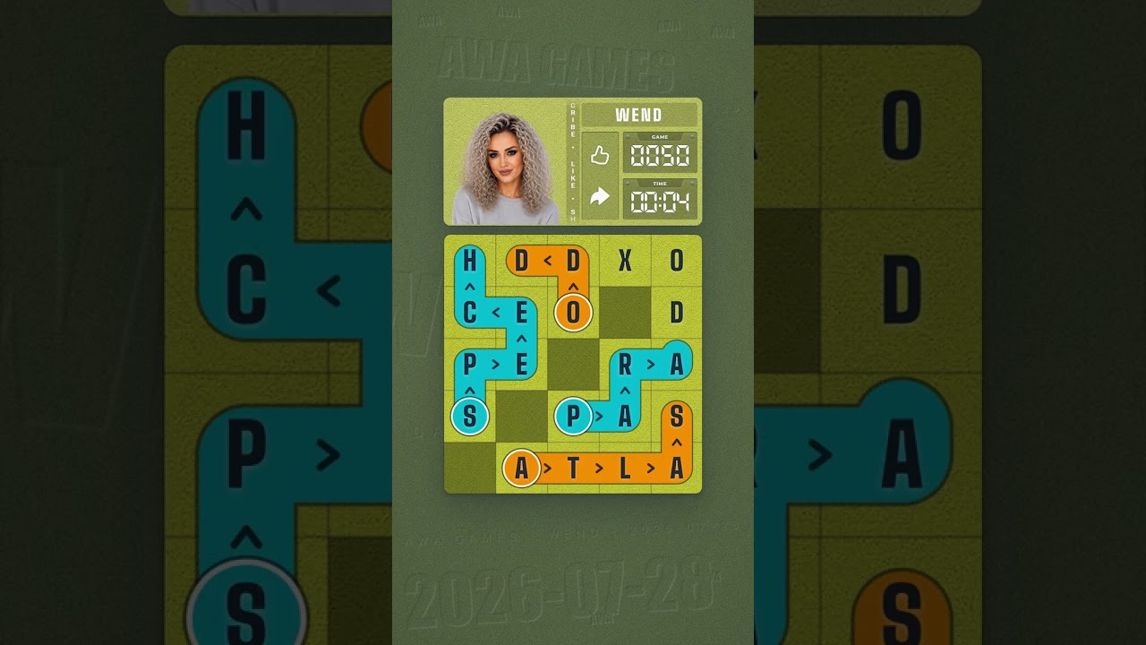 LinkedIn Wend #50 solved board for July 28, 2026, 5x5 grid
