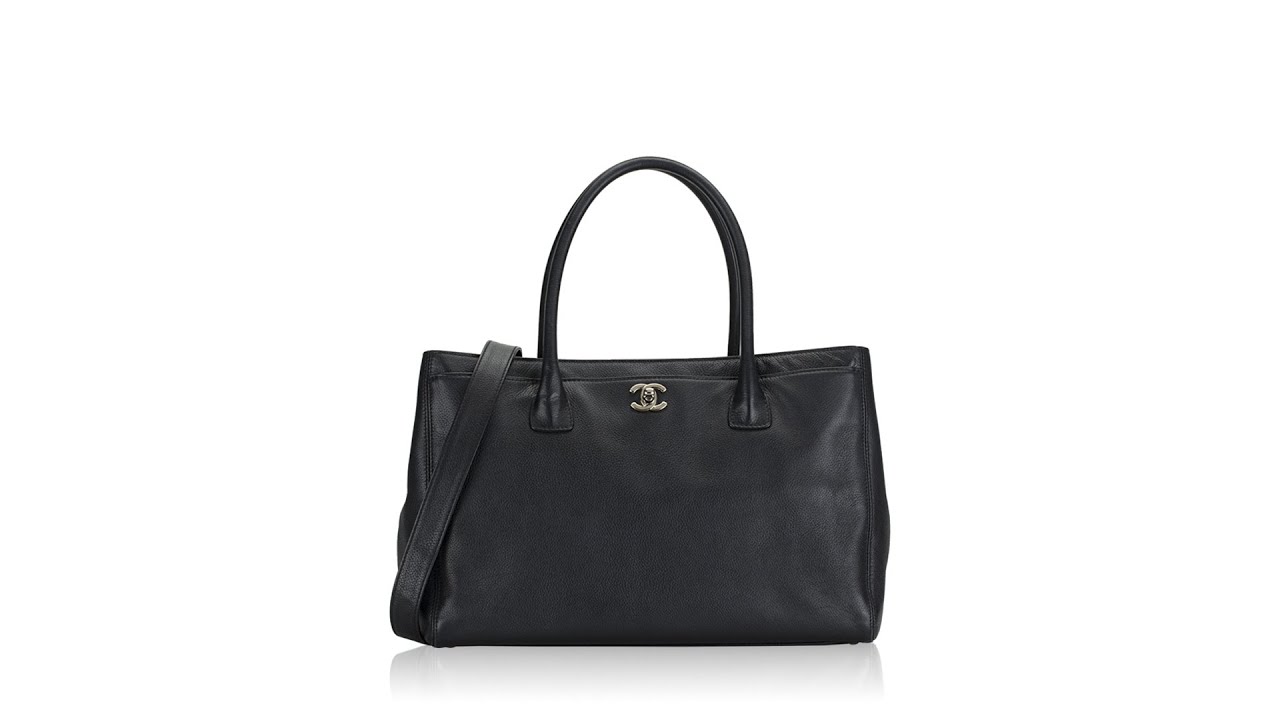 CHANEL Black Leather Executive Cerf Tote