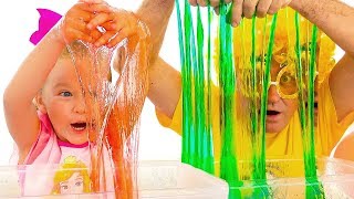 Milusik and Papa Making Slime with Funny Balloons | Satisfying Slime video