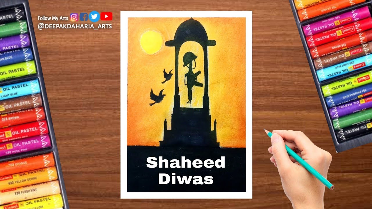 Shaheed Is Drawing Shaheed Diwas Drawing || Easy Drawing art competition || oilpastel art ...