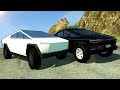 20 TESLA CYBERTRUCKS Race Down a Deadly Mountain! -  BeamNG Gameplay & Crashes