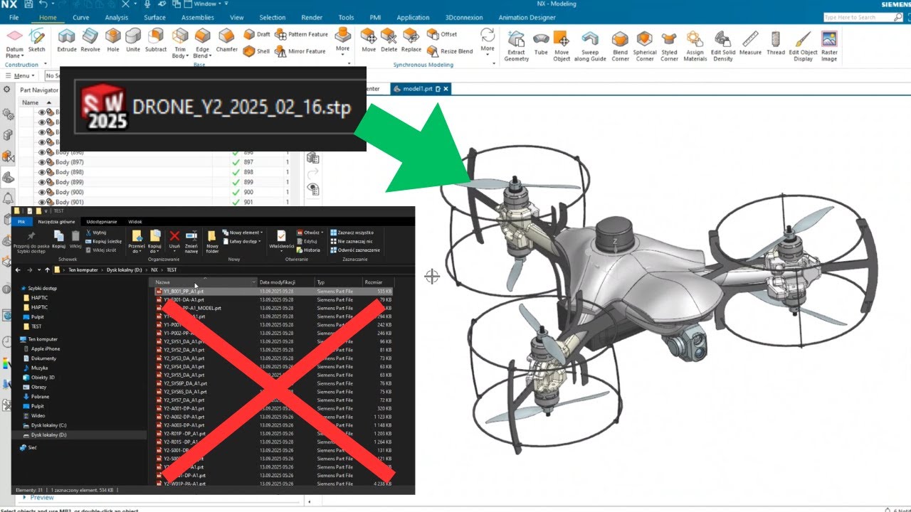 Otwieranie plików STP w NX bez zaśmiecania katalogu