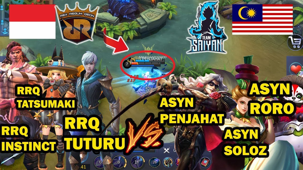 TEAM RRQ Indonesia VS TEAM SAIYAN Malaysia !! RRQ Tuturu vs ASYN Penjahat !! - Rank Mobile Legend