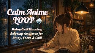 Calm Anime Loop ☕ Rainy Café Morning One Hour screenshot 5