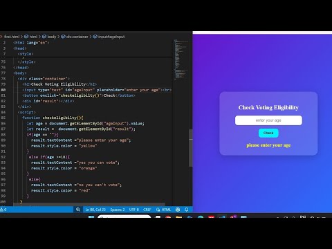 Check Voting Eligibility Using If Else in JavaScript||🚀 JavaScript Mini Project IfElse #javascript 