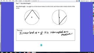 Honors Geometry BC April 19th - Unit #10 - Inscribed Angles