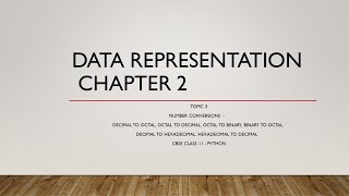 CBSE  Class 11 Computer Science, Data Representation Chapter2 Topic 3- Number Conversions(cont)