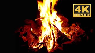 Cozy Burning Wood 4 hours in 4K UHD! Fire Burning Wood Logs with Crackling Fire Sounds