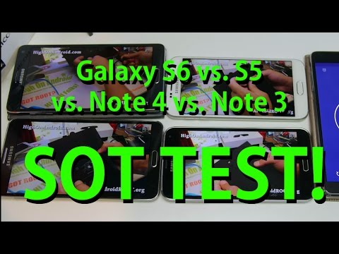 Galaxy S6 vs. S5 vs. Note 4 vs. Note 3 SOT(Screen-On-Time) Battery Test!