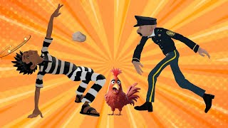 شرطة الاطفال | حرامي الدجاج حاول يسرق الدجاجة  و الشرطي ساعدها
