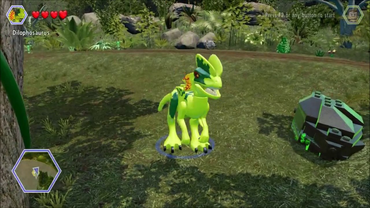 Lego Jurassic World. A Gold Brick in a Flower near large Dinos