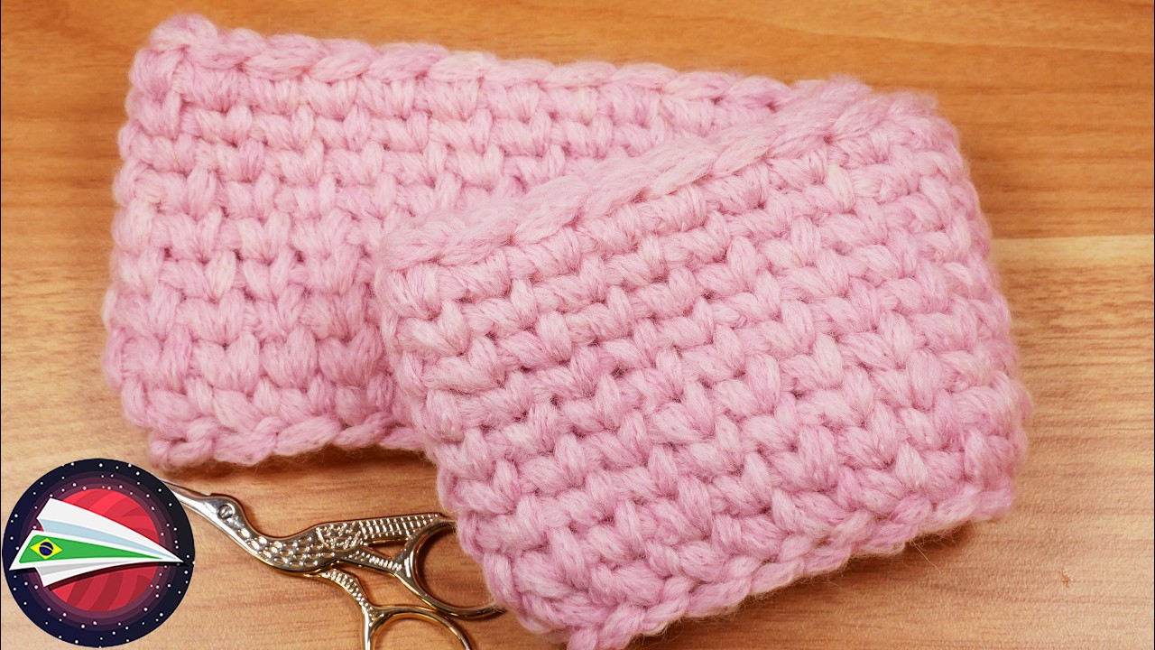 Fofa fita para a cabeça com efeito tricotado em malha firme | Ideia rápida para croché