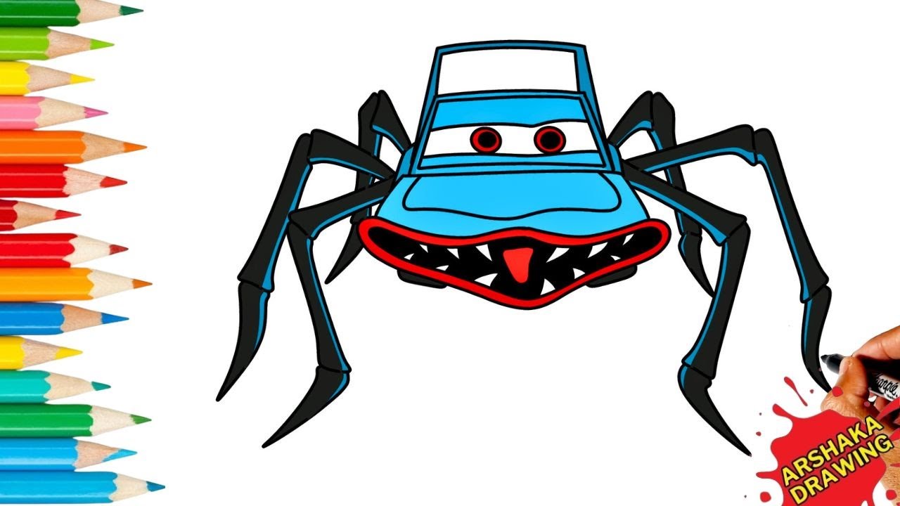 Drawing The King Cars Spider Eater Easy Step by Step 