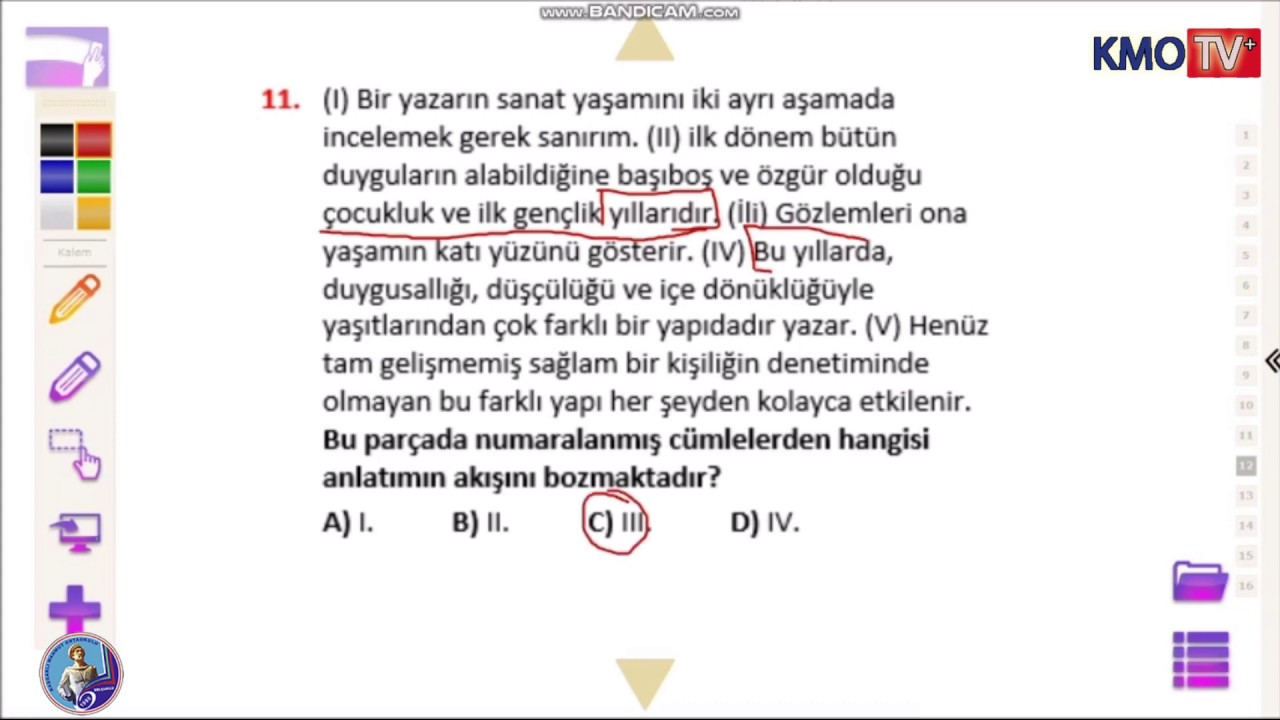 Türkçe - Paragrafta Anlam, Anlatım, Yapı Özellikleri (Sorular ve
