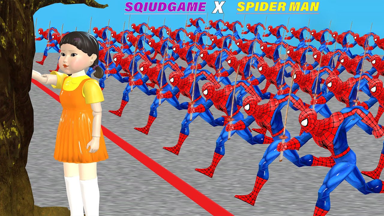 Сразитесь с Человеком-пауком и игровой куклой Squid Game Doll 3 против VENOM, против BAD GUYS и п...