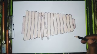 Menggambar alat musik Kolintang asli dari Indonesia