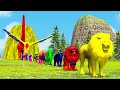 Paint Animals Gorilla Cow Lion Elephant Dinosaurs Dragons and T-Rex Fountain Crossing Animal Cartoon