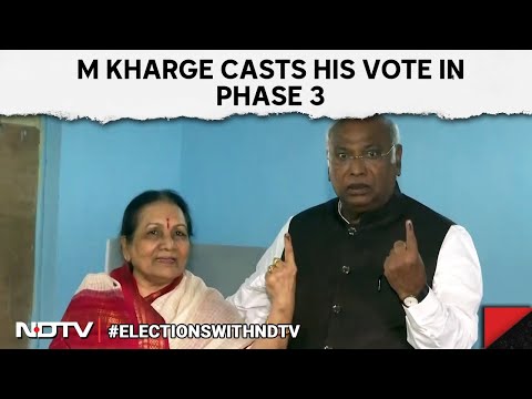 Congress President Mallikarjun Kharge Casts His Vote At A Polling Station In Kalaburagi @NDTV