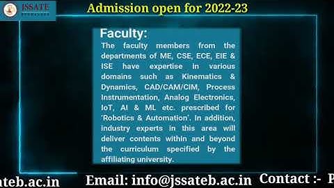 Department of Robotics and Automation | Admission Open 2022-23 | Contact: 9916253458