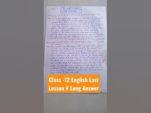 Class 12 English # Last Lesson # Question & Answers - YouTube