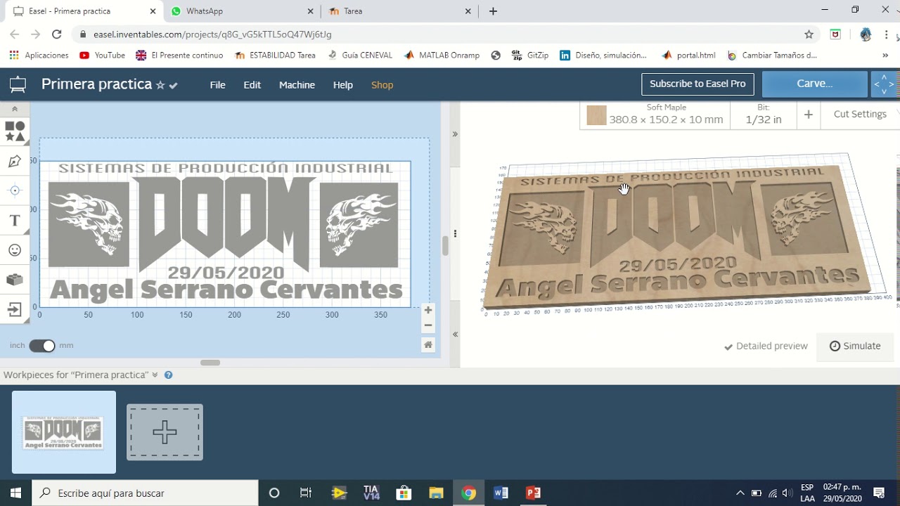 Practica en easel inventables YouTube