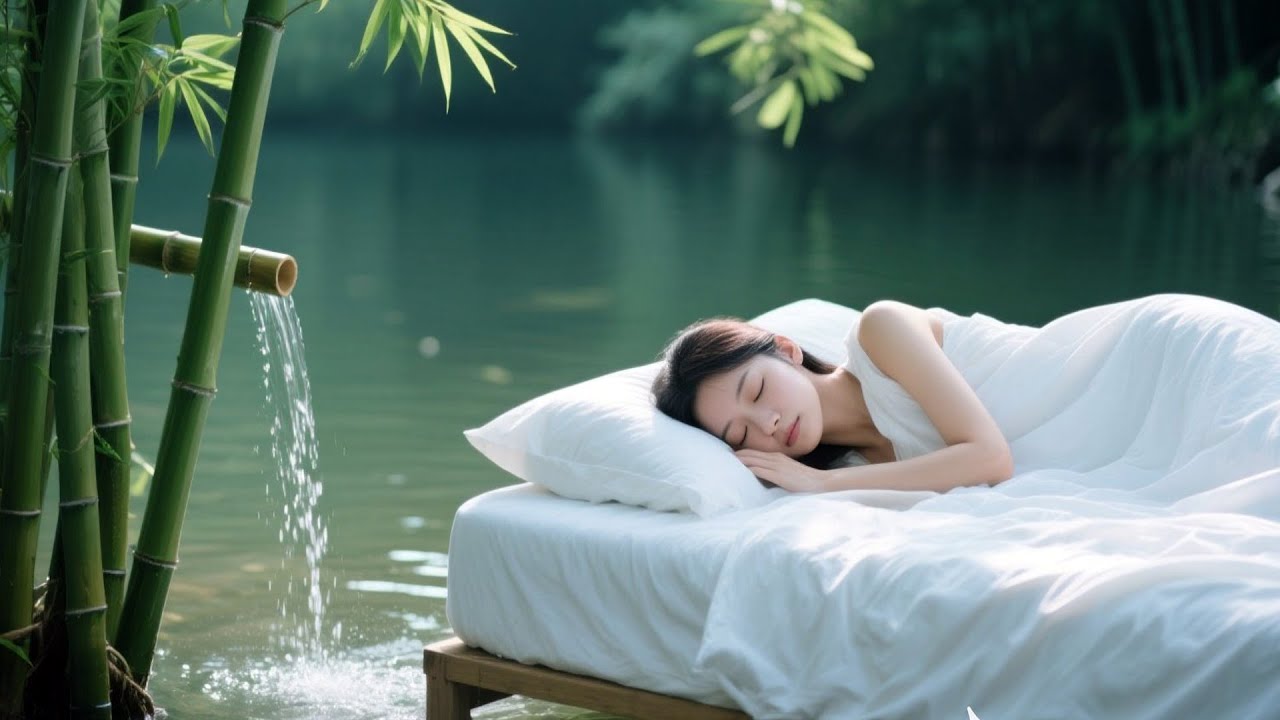 Bamboo Water Flow Sounds with Gentle Piano for Deep Relaxation and Sleep