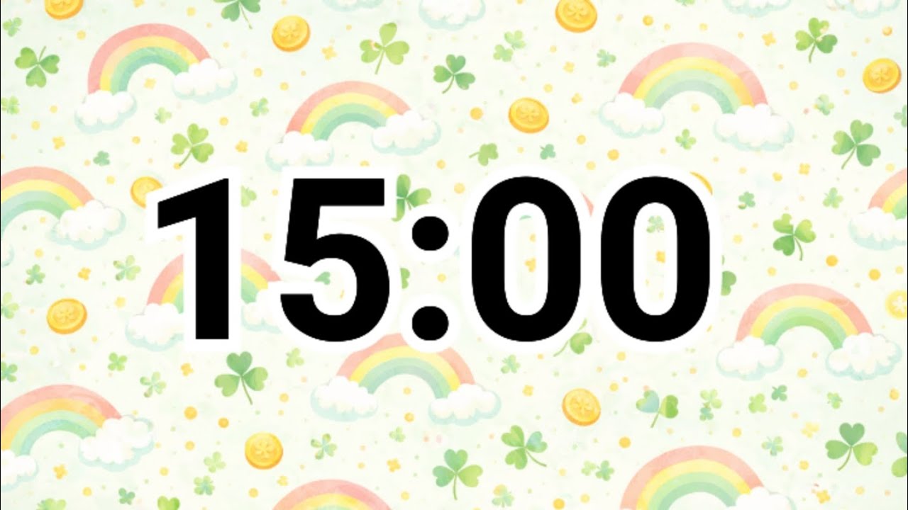 15-минутный счастливый радужный таймер | Обратный отсчет в классе Bright St. Patrick’s
