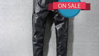 レザー パンツ ズボン ハイストリート 春 秋 ファッション パンク バイカー 皮 ウォッシュド スリム ツーリング 大きい サイズ 32900998 0