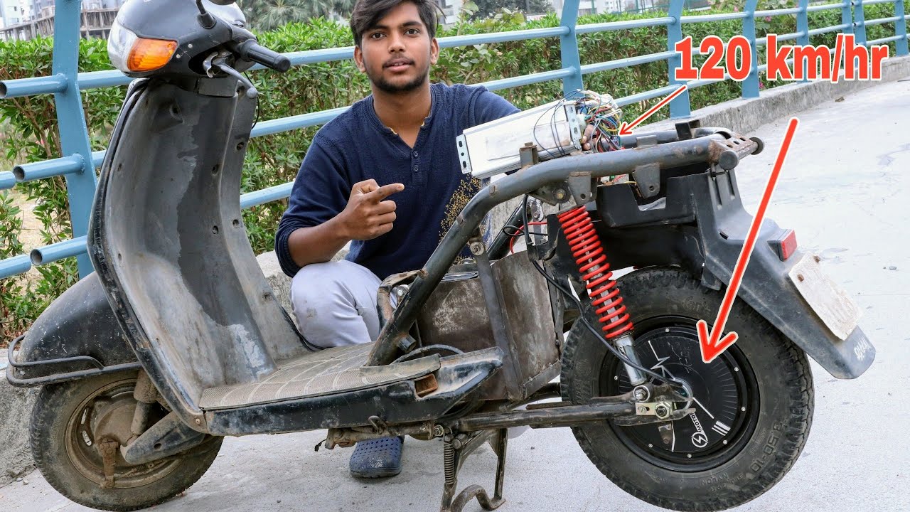 Convert petrol scooter to electric at home || Speed 120km|hr