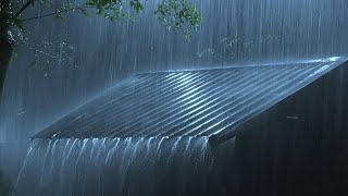 Sleep Instantly in Metal Tent with Heavy Rainstorm \& Powerful Thunder on Tin Roof in Forest at Night