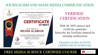 Journalism and Mass Communication Free Certification