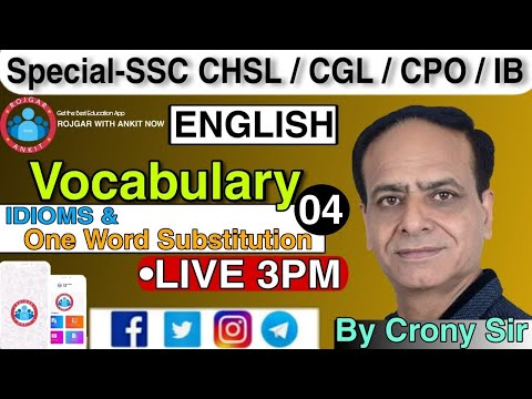 English Special - Idioms & One Words Substitution - SSC CHSL | SSC CGL | CPO | I.B | by Crony Sir,