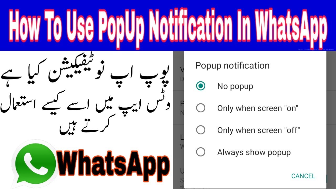 What is | Popup | How to use WhatsApp Popup Notification Whatsapp Urdu/Hindi 2020 - YouTube