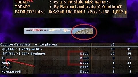 Cs 1.6 or Cs Cz Invisible Nick Name | 100% Work |