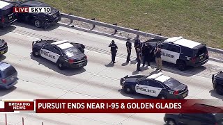 Police pursuit ends with crash on I-95 SB near Golden Glades