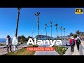 Alanya Oba Beach Walking Tour 🇹🇷 | Peaceful Winter Walk by the Sea 4K